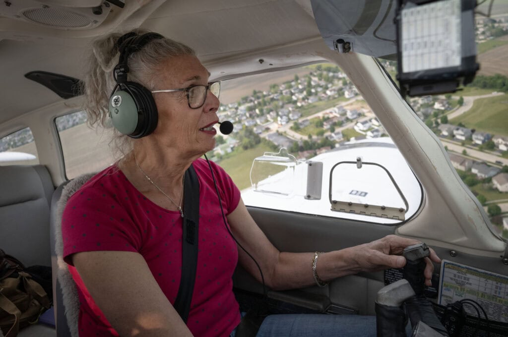 Vera Verbel approaches DeKalb Taylor Municipal airport in in her Piper Warrior plane.